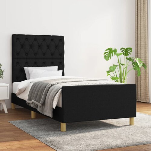 VidaXL Okvir za krevet s uzglavljem crni 80x200 cm od tkanine Slike