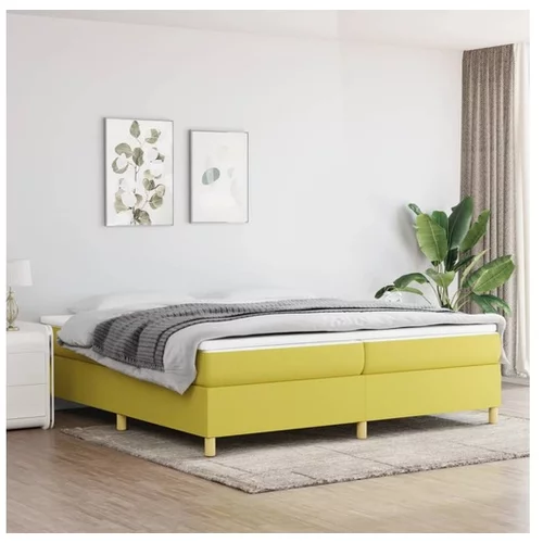  Box spring postelja z vzmetnico zelen 200x200 cm blago