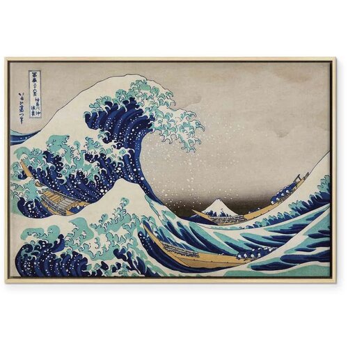  Slika - Hokusai Katsushika &amp;ndash; The Great Wave off Kanagawa 60x40 U prirodnom drvenom okviru Slike