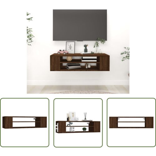 The Living Store Viseča TV omarica rjav hrast 100x30x26,5 cm inženirski les - TV Omarica, (21738356) Cene