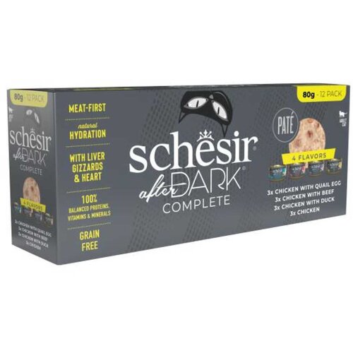 Schesir Vlažna hrana za mačke After Dark Pate Multipack Mix, 12x80g Slike