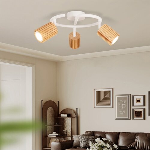  Brilagi - Stropna spot svetiljka MODERN WOOD 3xGU10/8W/230V drvo/bela Slike