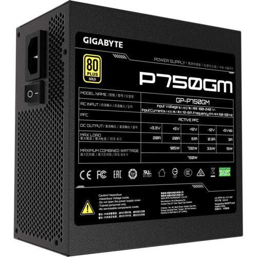 Gigabyte PSU 750W Gold Modular80+ GOLD;Fully Modular;8xSATA,3x4Pin,1xFloppy, 4xPCIe 6+2 Pin Cijene