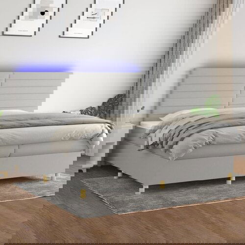 The Living Store Box spring postelja z vzmetnico LED sv. siva 200x200 cm blago - Box Spring Postelja, (21517747) Slike