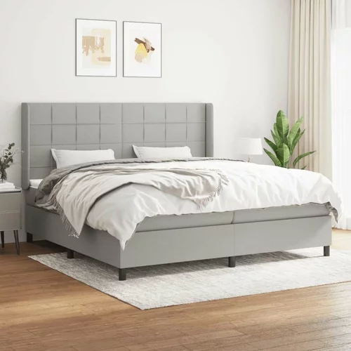  Box spring postelja z vzmetnico svetlo siva 200x200 cm blago, (20761044)