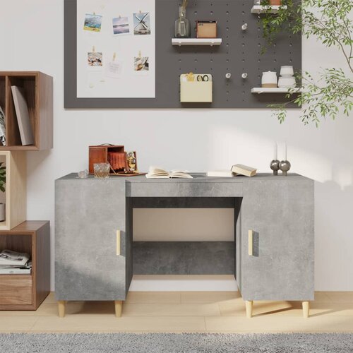  Radni stol boja betona 140 x 50 x 75 cm od konstruiranog drva Slike
