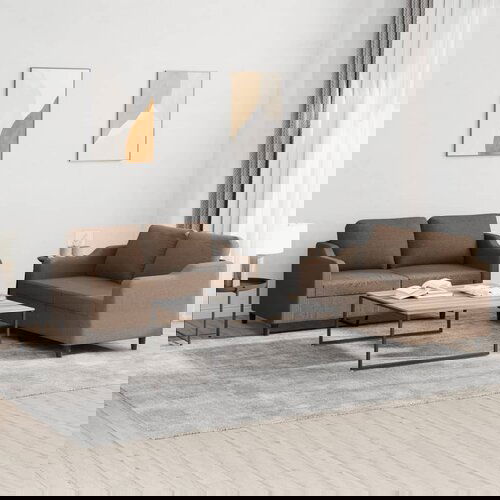 vidaXL Sedežna garnitura 2-delna z blazinami rjavo blago Cene