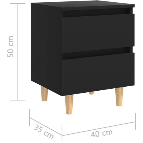  Noćni ormarići s nogama od borovine 2 kom crni 40 x 35 x 50 cm Slike