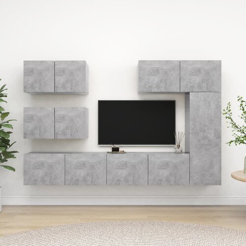 The Living Store Komplet TV omaric 6-delni betonsko siva iverna plošča - Komplet TV Omaric, (21434568) Cene