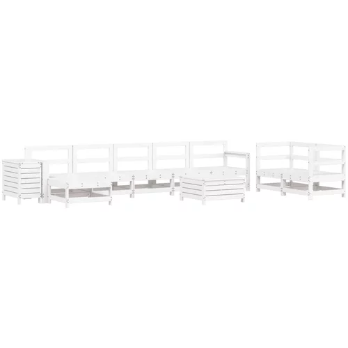 vidaXL 10-dijelni set vrtnih sofa bijeli od masivne borovine