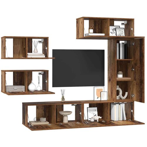 VidaXL Komplet TV omaric s polico Drugo 6 pcs Star les 30.5 x 30 x 90 cm Slike