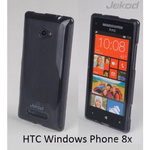 Jekod silikonski ovitek htc windows phone 8X prozoreno črn tpu/tb + za&amp;scaron;čitna folija Slike