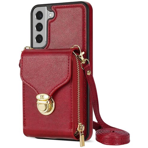 INORCO Za Samsung Galaxy S22 5G PU usnje + etui z režo za kartico TPU, ovitek za telefon z zadrgo in stojalom s trakom čez telo, (22033668) Cene