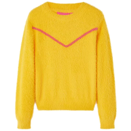 vidaXL Otroški pulover pleten temno oker 128