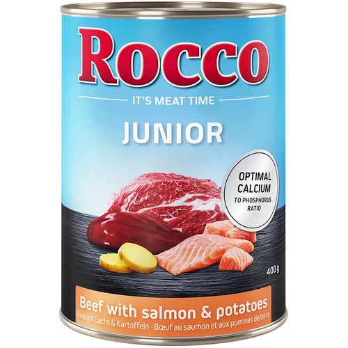 Rocco Ekonomično pakiranje: Junior 24 x 400 g - Govedina s lososom i krumpirom