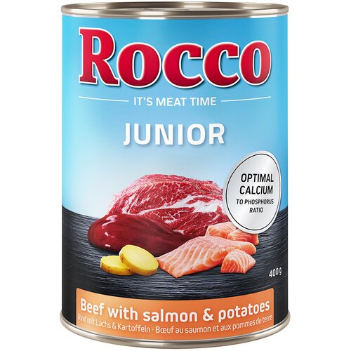 Rocco Ekonomično pakiranje: Junior 24 x 400 g - Govedina s lososom i krumpirom Slike