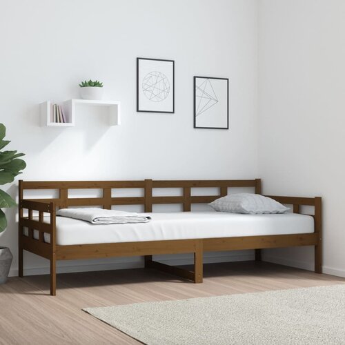 VidaXL Dnevna postelja medeno rjava trdna borovina 80x200 cm Slike