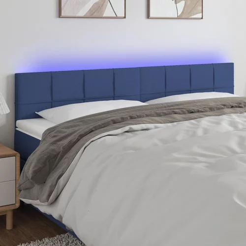 vidaXL LED posteljno vzglavje modro 180x5x78/88 cm blago