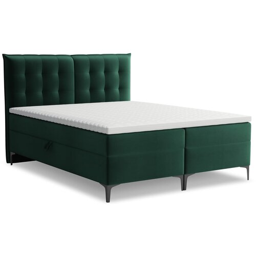 Makamii Temno zelena boxspring postelja s prostorom za shranjevanje 180x200 cm Mikana – Cene