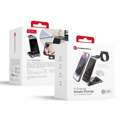 forcell F-ENERGY Simply Charge 3u1 bezicni punjac od aluminijuma kompatibilan sa Apple Watch i Samsung Watch sivi Cene