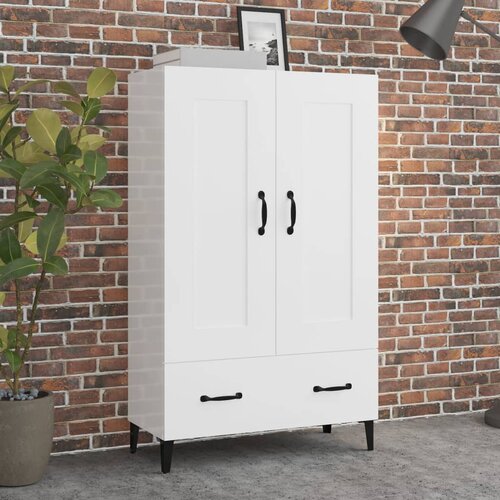The Living Store Visoka omarica visok sijaj bela 70x31x115 cm konstruiran les - Visoka Omarica, (21435422) Slike