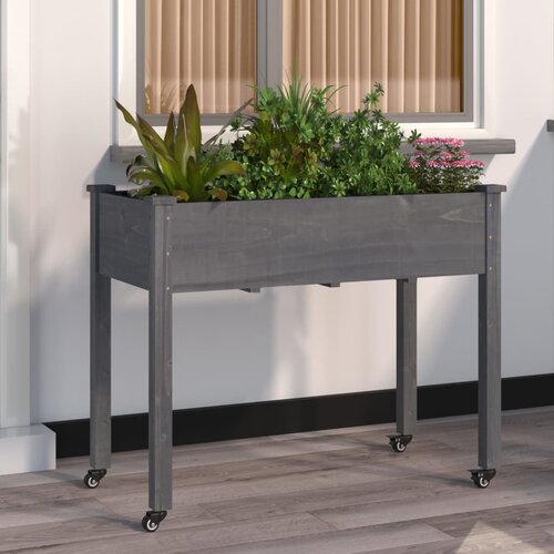 vidaXL Sadilica s kotačima i oblogom siva 118 x 59 x 80 cm od jelovine Cijene