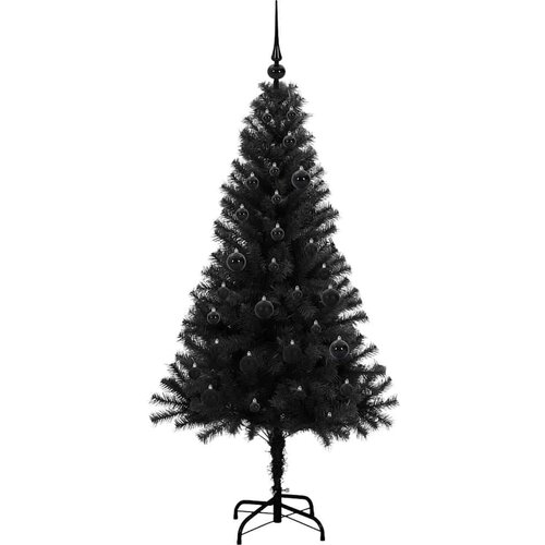 VidaXL Božićno drvce s 150 LED svjetlima s stalakom Crna 150 cm PVC Slike