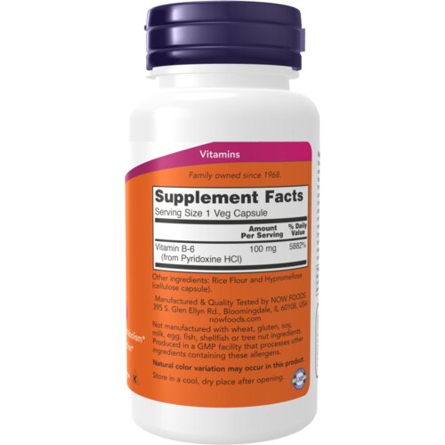 Now Foods vitamin B6 100 mg - podr&amp;scaron;ka kardiovaskularnom i nervnom sistemu Slike