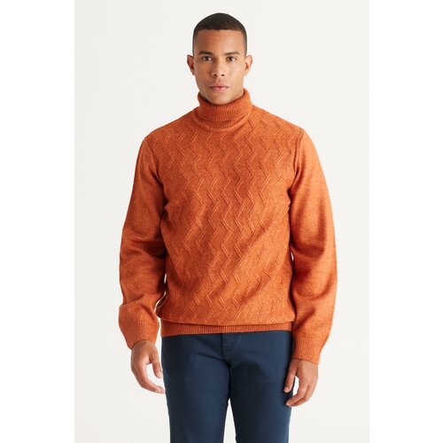 ALTINYILDIZ CLASSICS Men's Tile Standard Fit Normal Cut Full Turtleneck Raised Soft Textured Knitwear Sweater Cene