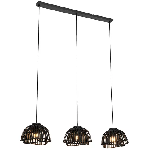 QAZQA Orientalska viseča svetilka črni bambus 3-light - Pua