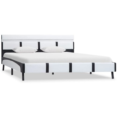 Maison Chic Posteljni okvir - Dvoposteljna postelja - Zakonska postelja LED belo umetno usnje 120x200 cm, (21693881) Slike
