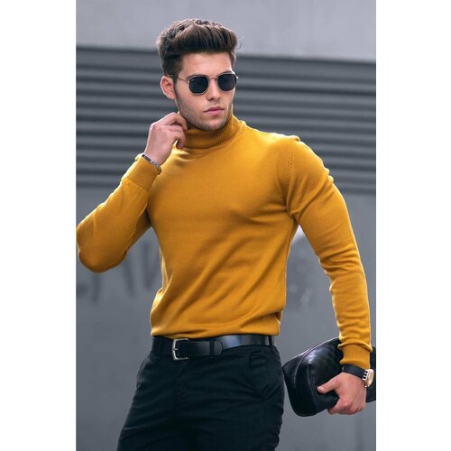 Madmext Sweater - Yellow - Fitted Cene