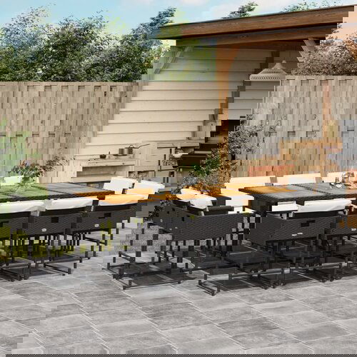 vidaXL 13-dijelni vrtni blagovaonski set s jastucima poliratan crni Cijene