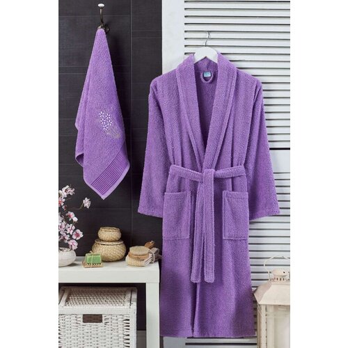 Lessentiel Maison Set Bademantil sa pe&amp;scaron;kirom Cora, Lavanda Slike