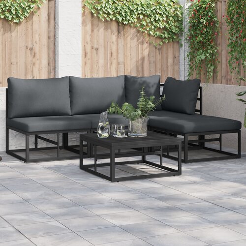 vidaXL Vrtna sedežna garnitura 4 pcs Črna 211.5 x 141.5 x 71 cm Cene