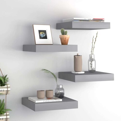  Plutajuće zidne police 4 kom sive 23 x 23 5 x 3 8 cm MDF Slike