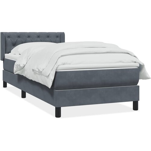 Box spring krevet s madracem tamnosivi 80 x 220 cm baršunasti Cene