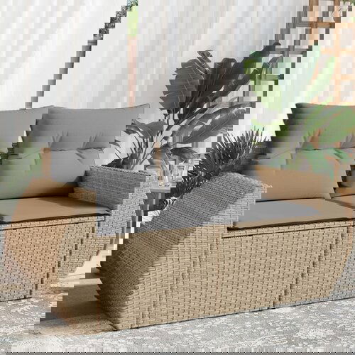 vidaXL Vrtni dvosjed s jastucima bež od poliratana Cene