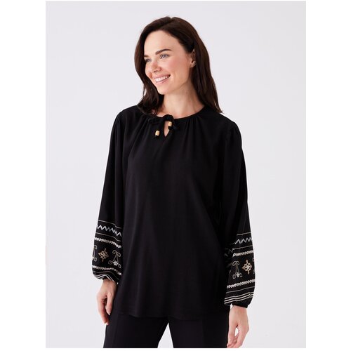 LC Waikiki Tie Collar Embroidered Long Sleeve Women&amp;#039;s Blouse Slike