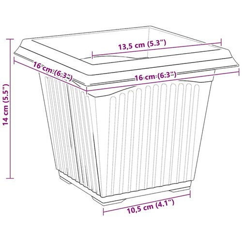  Kvadratna saksija za cvijeće 6 pcs Crvena cigla 16 x 16 x 14 cm Slike