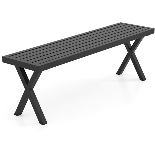 Costway Železna Vrtna Klop brez Naslonjala, Črna, Nosilnost do 360 kg p&amp;euml;r Terase/balkone, Dimenzije 138x36 cm, (5000489850) Slike