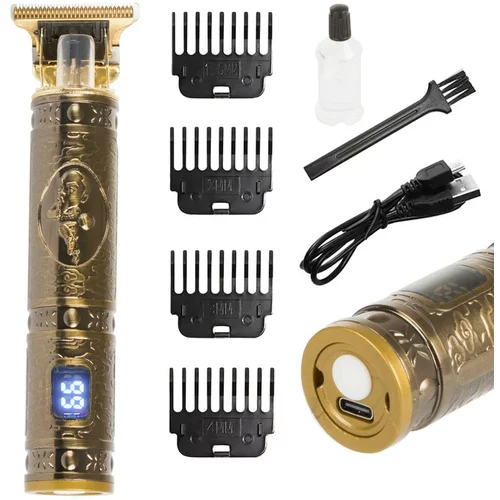 Retro metalni bežični aparat za brijanje i trimer za kosu i bradu - LCD USB trimer