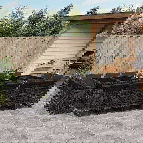 vidaXL 15-dijelni vrtni blagovaonski set s jastucima poliratan crni Cijene