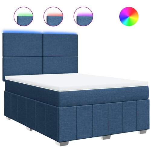 VidaXL Krevet s oprugama i madracem plavi 140x200 cm od tkanine Slike