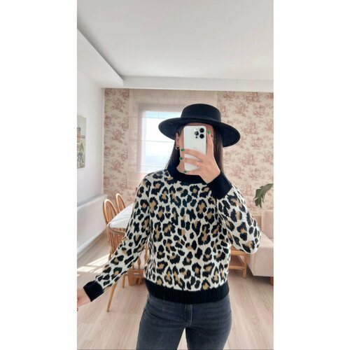 Laluvia Leopard Pattern Knitwear Sweater Cene
