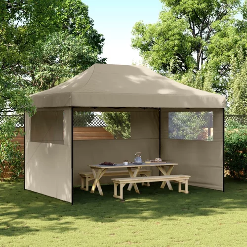 vidaXL Zložljivi pop-up šotor za zabave 3 stranice taupe