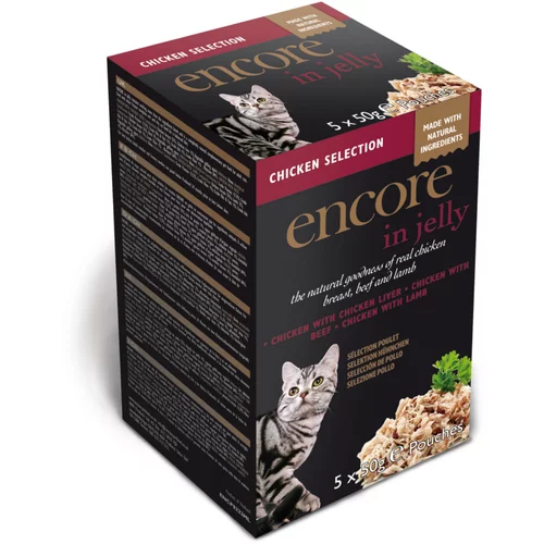 Encore Cat Jelly Pouch mješovito pakiranje 5 x 50 g - Izbor piletine (3 vrste)