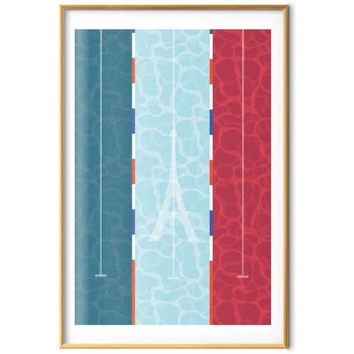 Plakat - Illustration of a Pool Against the French Flag 21x30 Zlatni okvir s margom Slike