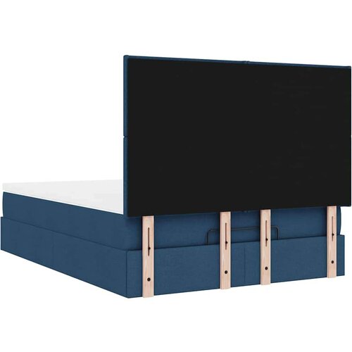 VidaXL otomanski okvir kreveta s madracem plavi 140x200cm od tkanine Slike