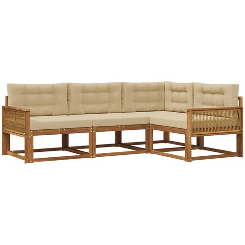  Set vanjskih sofa 4 kom. Prirodna i bež Slike